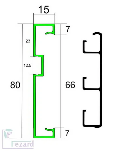 Алюминиевый плинтус Fezard Кабельный ALP-G80-LF Алюминий 80*15*2500 мм в Екатеринбурге