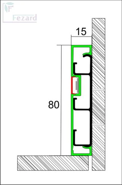 Алюминиевый плинтус Fezard Кабельный ALP-G80-LF Алюминий 80*15*2500 мм в Екатеринбурге