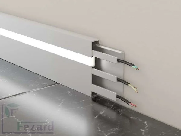 Алюминиевый плинтус Fezard Кабельный ALP-G80-LF Алюминий 80*15*2500 мм в Екатеринбурге